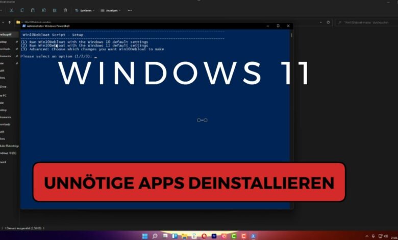 Windows 11 Debloat alle unnoetigen Apps deinstallieren