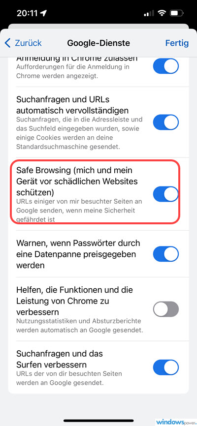 Safe Browsing deaktivieren Safe Browsing deaktivieren