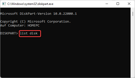 list disk