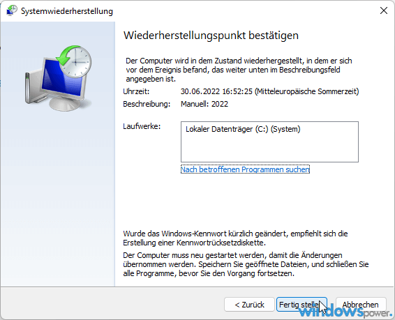 Windows 11 Wiederherstellungspunkt wiederherstellen Windows 11 Wiederherstellungspunkt wiederherstellen