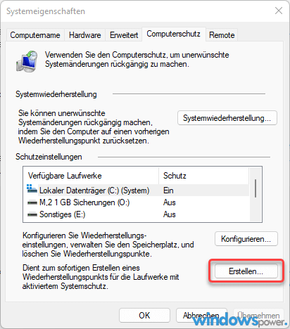 systemeigenschaften computerschutz systemeigenschaften computerschutz