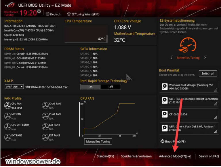 wake on lan aktivieren in bios