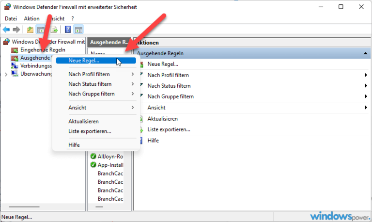 Windows Defender Firewall regel