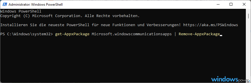 Windows mail Deinstallation PowerShell Windows mail Deinstallation PowerShell
