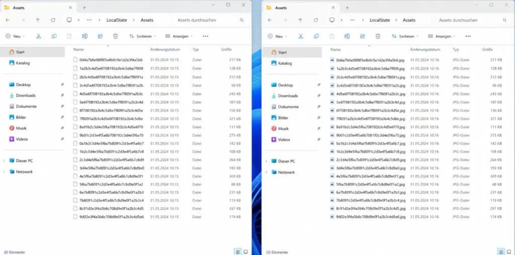 Windows Spotlight Bilder im Assets Ordner umbenennen Windows Spotlight Bilder im Assets Ordner umbenennen