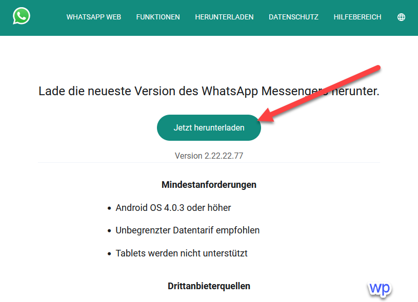 WhatsApp ohne Google Play Store installieren