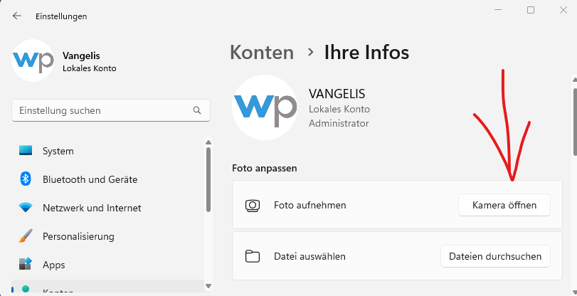 Profilbild bei Windows 11