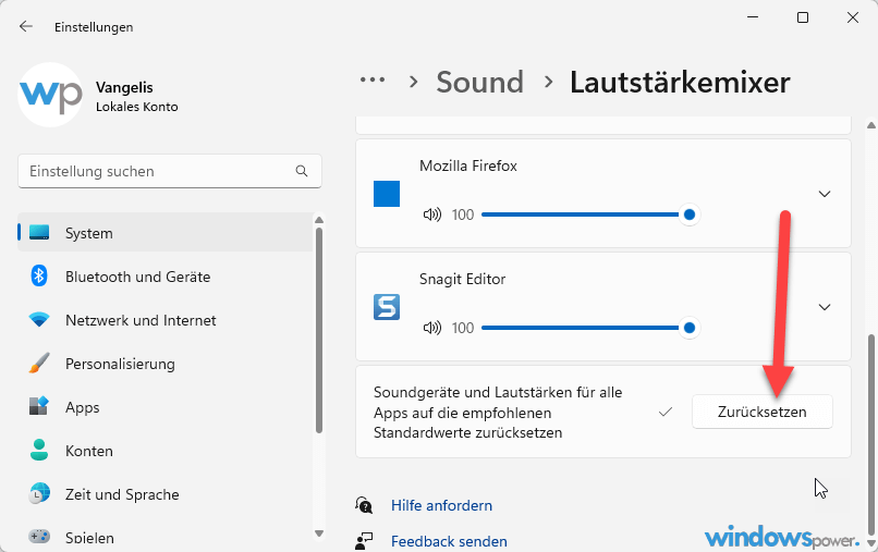So setzen Sie die Lautstaerke fuer Ihre Geraete in Windows 11 zurueck