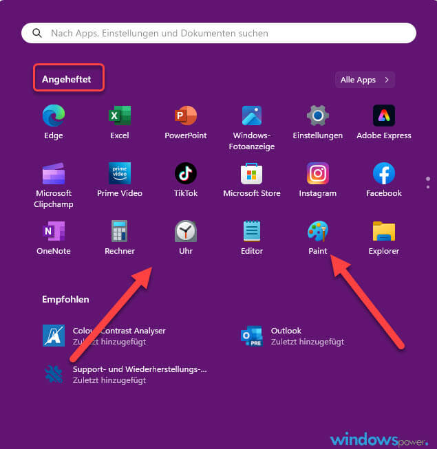 Windows 11 angeheftete Apps in Startmenue anpassen entfernen hinzufuegen