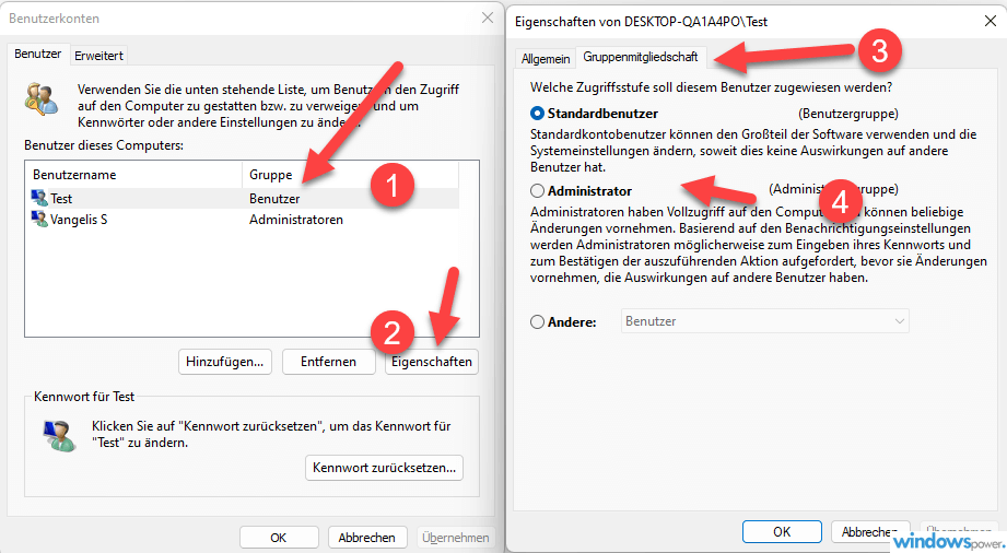 So ändern Sie den Administrator in Windows 11 - so geht’s! 3 Administrator ueber Benutzerkonten aendern
