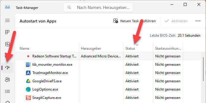 Windows 11: Autostart Programme deaktivieren, hinzufügen, entfernen 2 Autostart Programmen