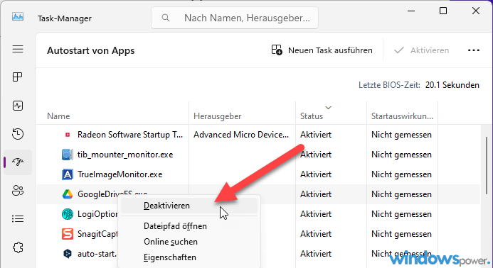 Windows 11: Autostart Programme deaktivieren, hinzufügen, entfernen 3 Autostart von Appsdeaktivieren aktivieren