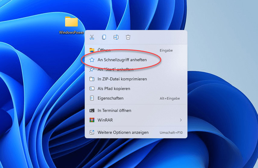 an schnellzugriff anheften windows 11