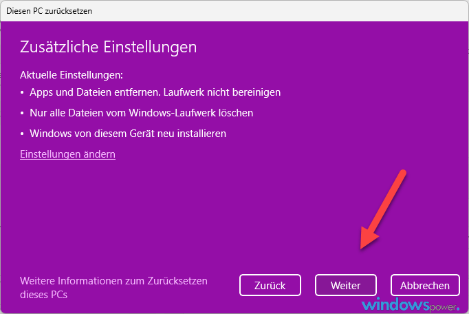 Windows 11 zurücksetzen für Verkauf - Werkseinstellungen 7 Windows 11 PC reset