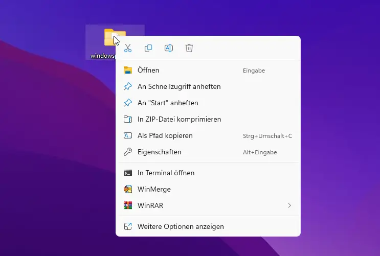 Altes Kontextmenue windows 11