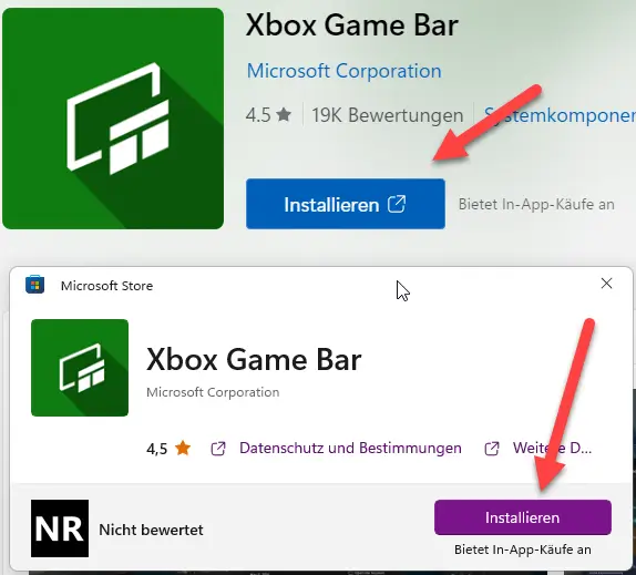 Xbox Game Bar deinstallieren unter Windows 11 Windows 10 2 Xbox Game Bar installieren