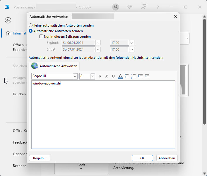 automatische abwesenheitsnotiz in outlook einrichten Automatische Abwesenheitsnotiz in Outlook einrichten