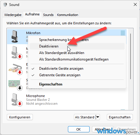 mikrofon deaktivieren Mikrofon deaktivieren