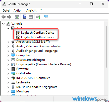 Logitech Cordless device – USB Empfaenger wird nicht erkannt