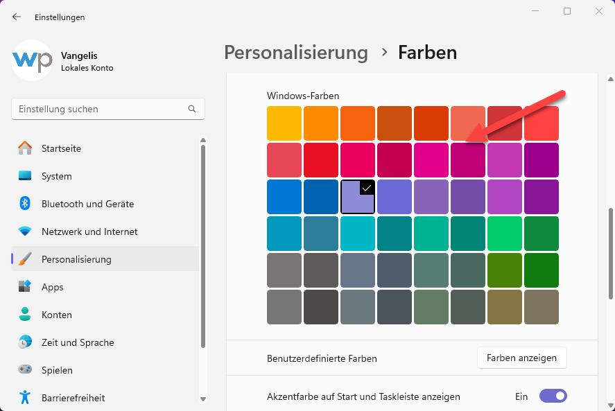 Taskleiste Farbe ändern in Windows 11 auch im hellen Modus