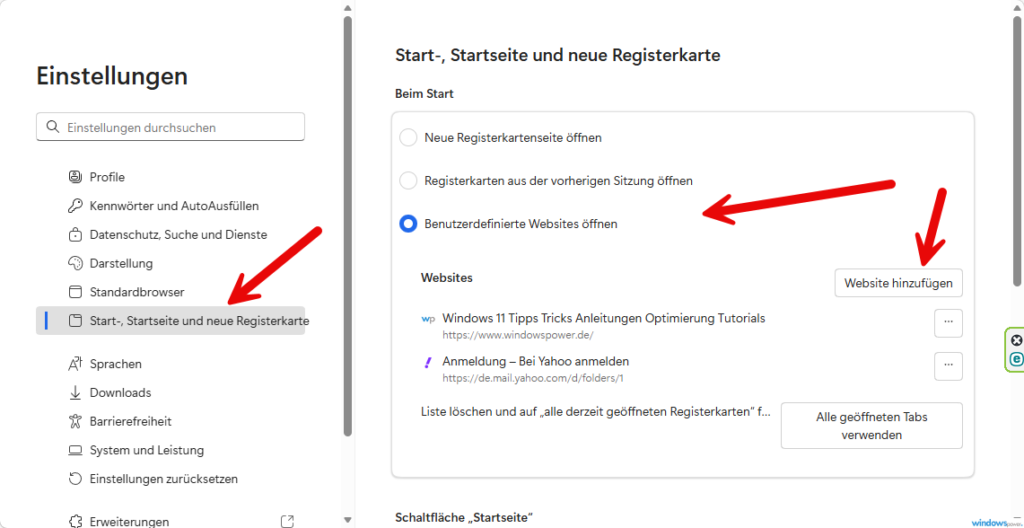 Microsoft Edge Startseite ändern Edge Startseite festlegen – Start, Startseite und neue Registerkarten Einstellungen