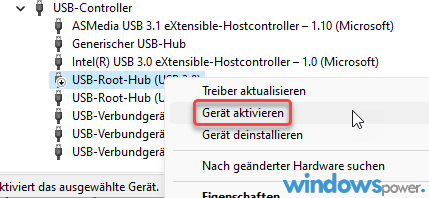 USB Anschluesse aktivieren