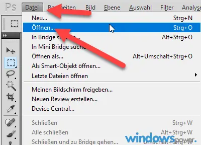 Oeffnen von Photoshop Dateien Oeffnen von Photoshop Dateien