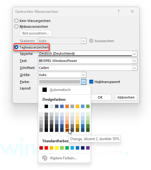 Word ein Textwasserzeichen einfuegen