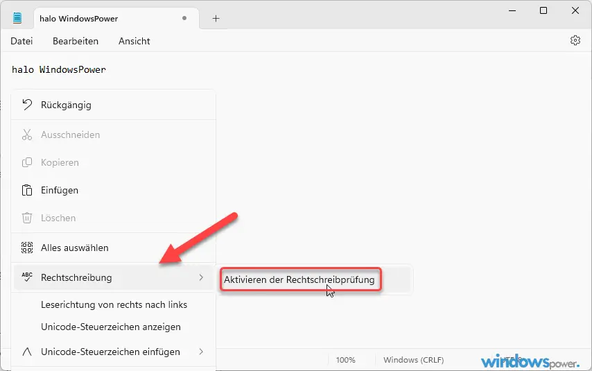 Windows 11 Notepad Editor Rechtschreibprüfung aktivieren