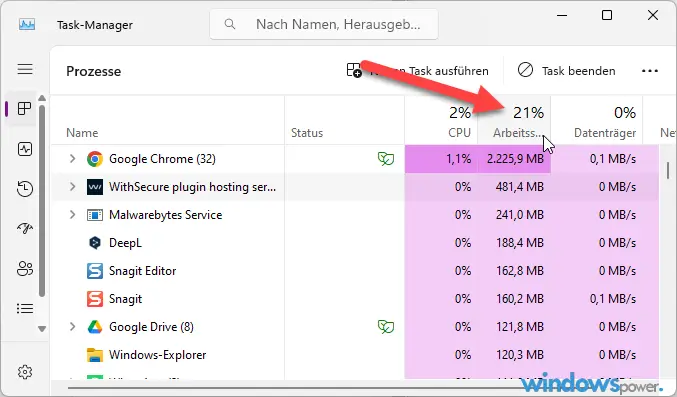 Arbeitsspeicher leeren task manager
