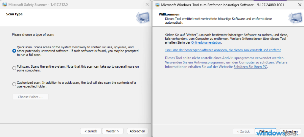 Microsoft Safety Scanner und Tool Entfernen bösartiger Software