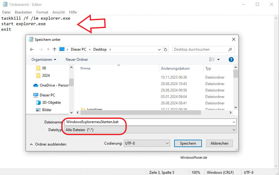 Windows Explorer per Verknuepfung neu starten Windows Explorer per Verknüpfung neu starten