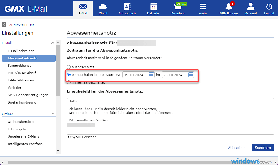 GMX Abwesenheitsnotiz zeitraum GMX Abwesenheitsnotiz zeitraum