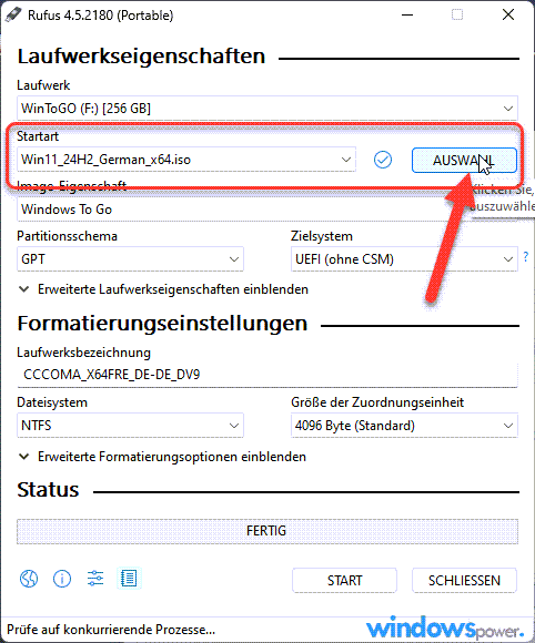 Rufus iso - Windows To Go Windows 11 auf einem USB-Stick installieren