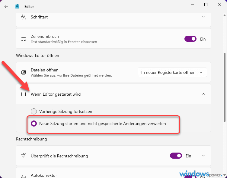 Windows 11 Editor immer mit leerer Seite starten Windows 11 Editor immer mit leerer Seite starten
