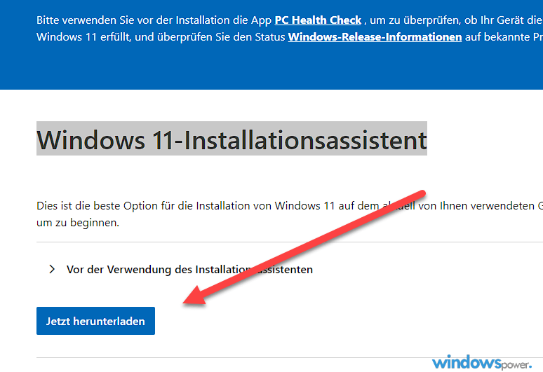 Windows 11 Installationsassistent