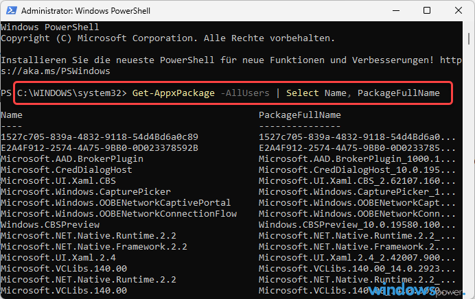 Get AppxPackage