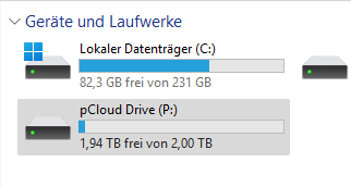 pCloud Drive als virtuelles Laufwerk verwenden