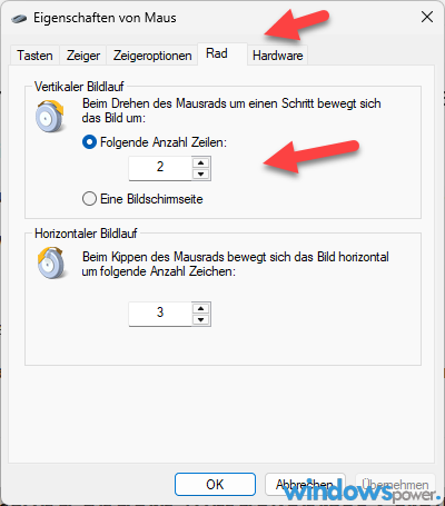 Systemsteuerung Maus Rad Systemsteuerung Maus Rad