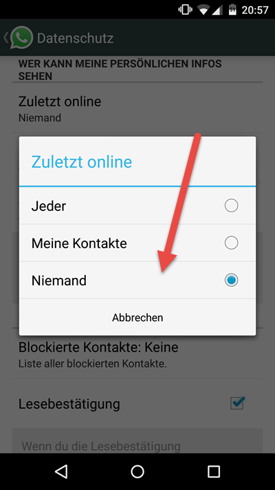 android zuletzt online deaktivieren