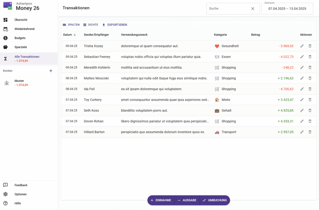 ashampoo money 26 transactions