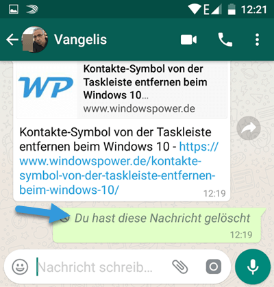 Du hast die Nachricht gelöscht