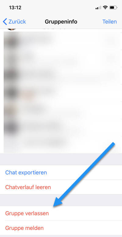 WhatsApp Gruppe verlassen bei iPhone Android WhatsApp-Gruppe verlassen bei iPhone