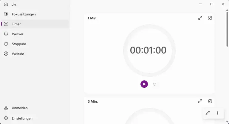 Uhren App Stoppuhr, Timer, Wecker, Stoppuhr und Weltuhr mit Windows 11