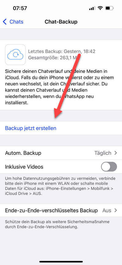 WhatsApp Backup erstellen 