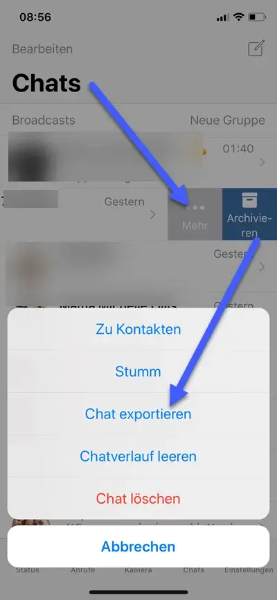 whatsapp chat per e mail