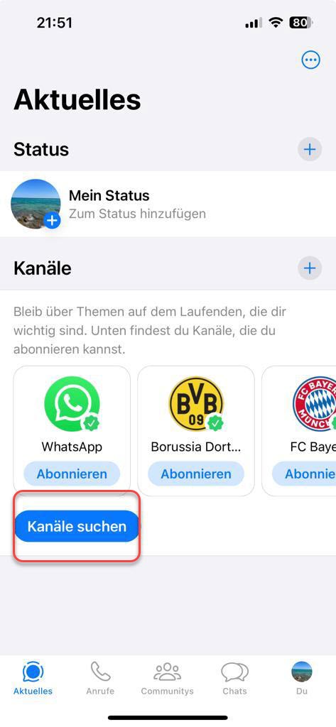 whatsapp kanaele finden und abonnieren