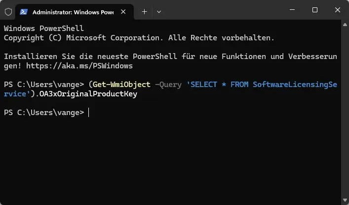 Windows 11 Lizenz key aus dem UEFI Bios auslesen
