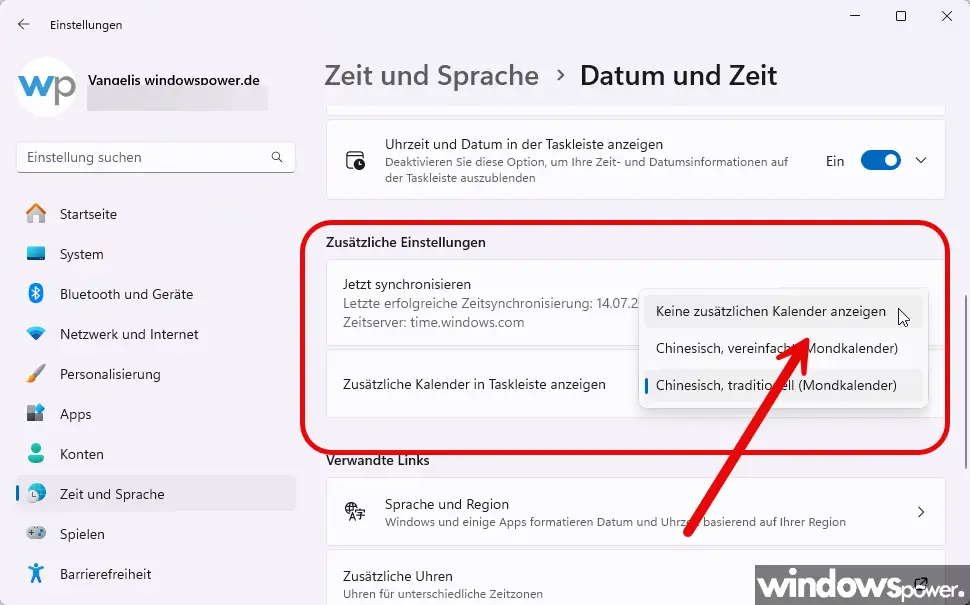 Keine zusätzlichen Kalender anzeigen