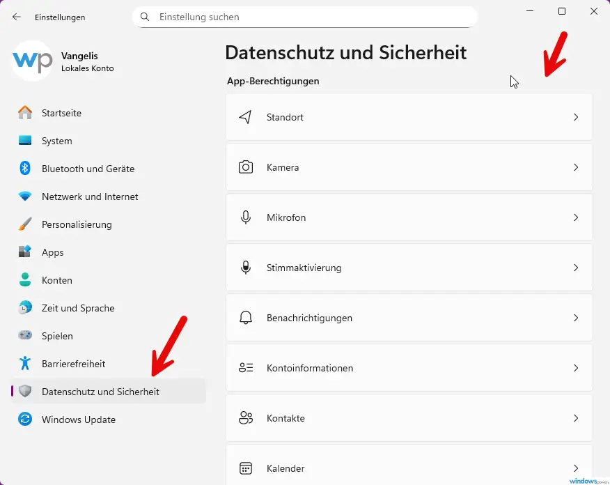 App Berechtigungen in Windows 11 25H2 einschränken